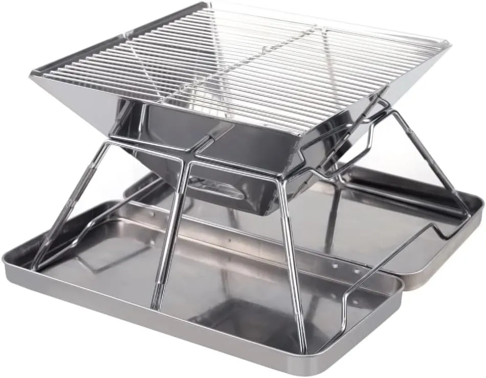 Outdoor FurnlSteel Grate Barbecue Grill Folding Charcoal Grill for Outdoor CamBackpacking Hiking