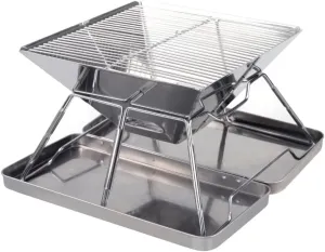 Outdoor FurnlSteel Grate Barbecue Grill Folding Charcoal Grill for Outdoor CamBackpacking Hiking