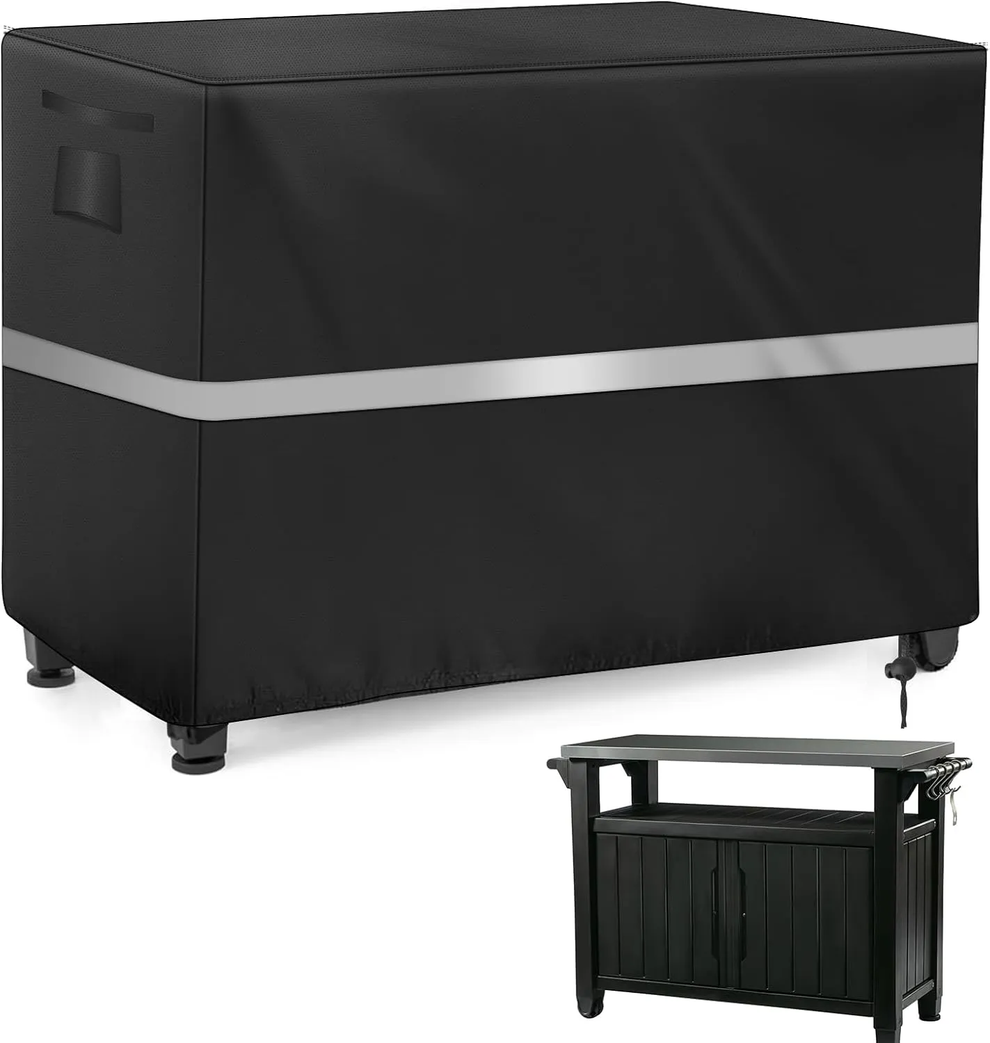 Outdoor Heavy Duty Waterproof Bar Cover for Keter Unity XL Portable Cabinet Bar, Outside Dining Cart (Black, 54 x 23 x 35)