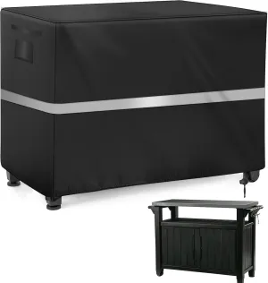 Outdoor Heavy Duty Waterproof Bar Cover for Keter Unity XL Portable Cabinet Bar, Outside Dining Cart (Black, 54 x 23 x 35)