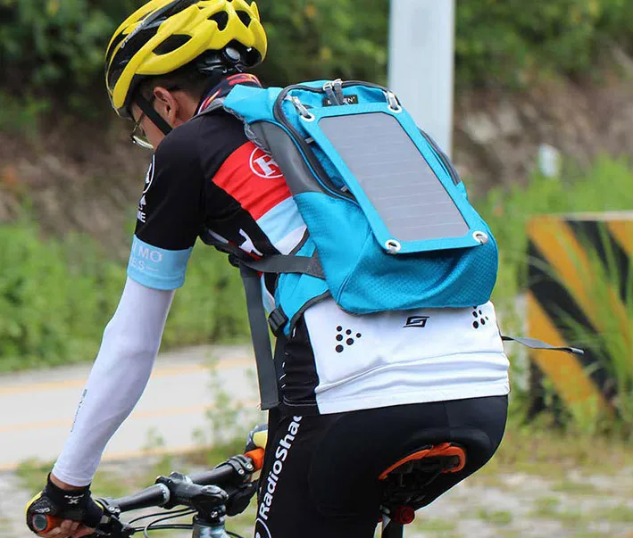 Outdoor riding solar charging backpack men and women lightweight skin sports backpack