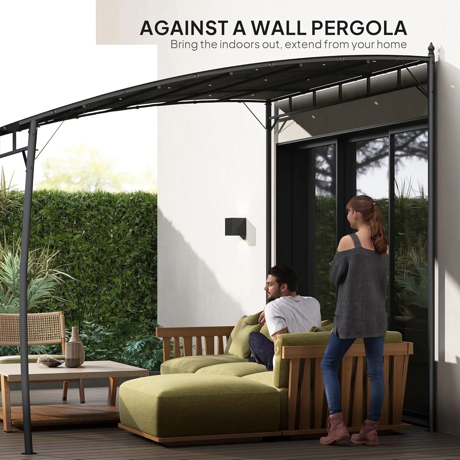 Outsunny 10' x 10' Outdoor Pergola Gazebo with UV-Resistant Canopy and Metal Frame, Sun Shade Shelter for Porch, Patio, Deck, Backyard, Charcoal Gray