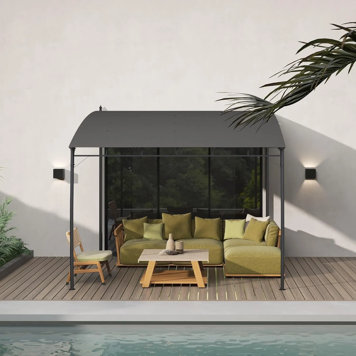 Outsunny 10' x 10' Outdoor Pergola Gazebo with UV-Resistant Canopy and Metal Frame, Sun Shade Shelter for Porch, Patio, Deck, Backyard, Charcoal Gray