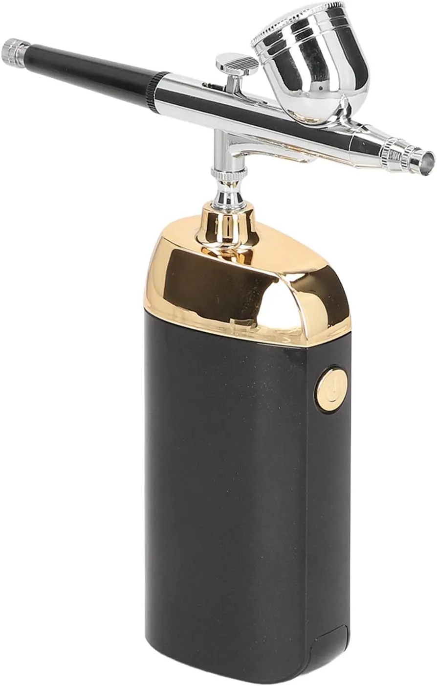 Oxygen Facial Portable Airbrush Fine Atomization Cordless Handheld USB Charging Facial Mist Sprayer Suitable for Multiple Uses (Black)