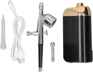 Oxygen Facial Portable Airbrush Fine Atomization Cordless Handheld USB Charging Facial Mist Sprayer Suitable for Multiple Uses (Black)