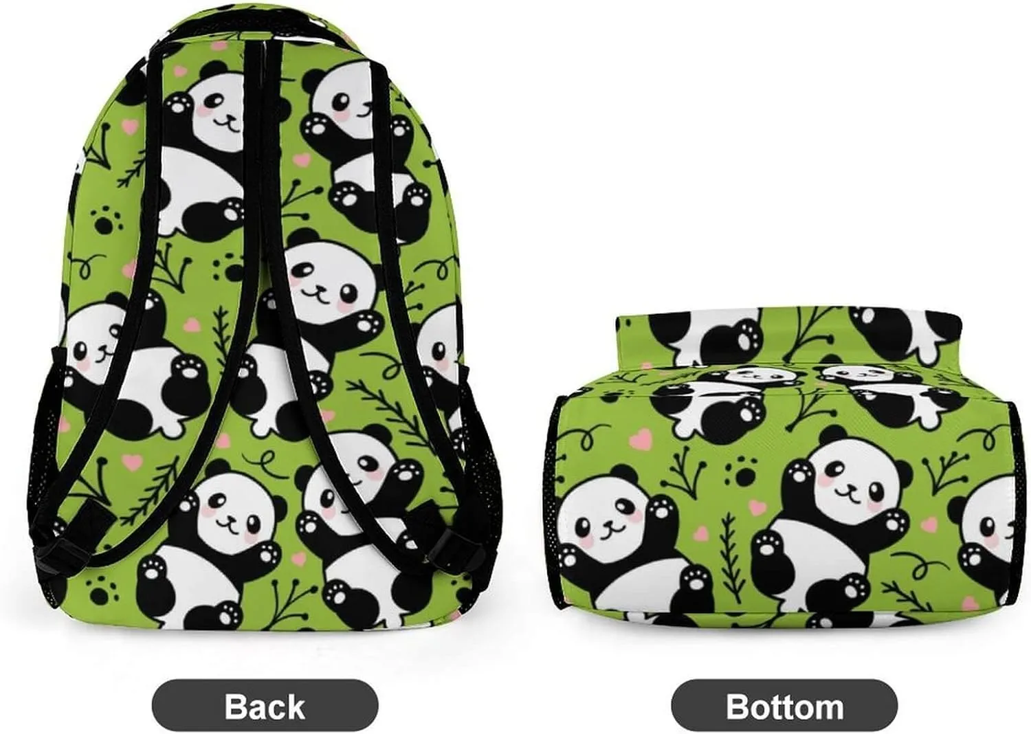 Panda School Backpack for Kids Girls Boys, 16 Inch Cute Pandas Themed Bookbag, Personalized School Backpack for Students Children, Lightweight, Large Capacity