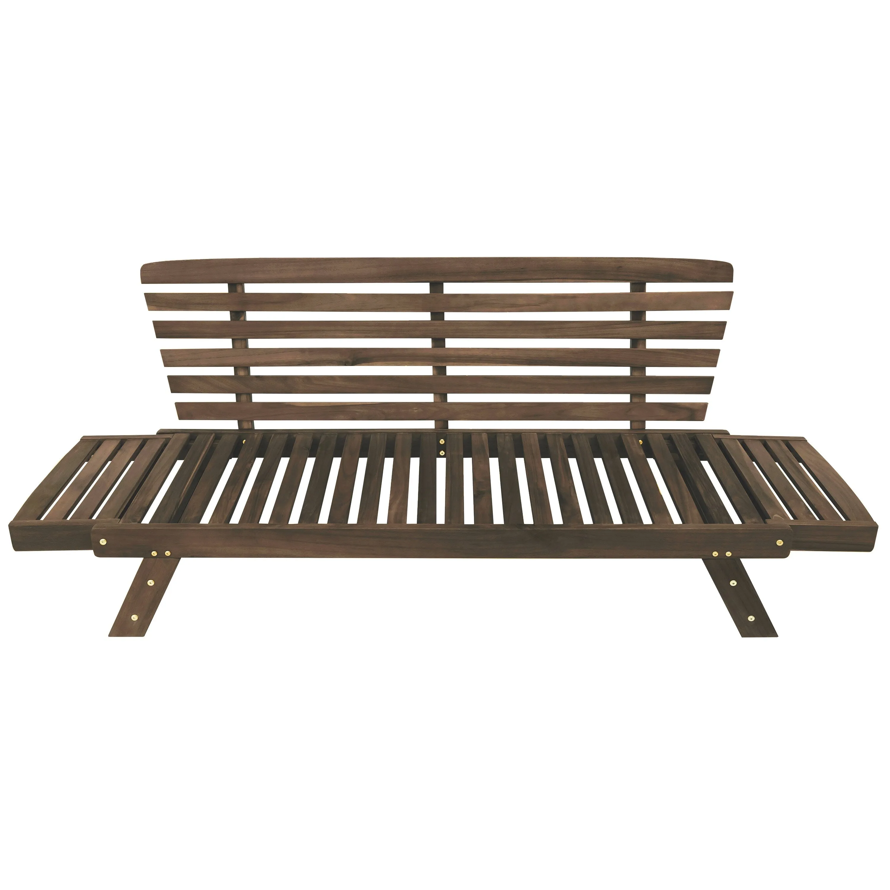 Patio Loveseat Sofa Wooden Daybed Chaise Lounge with Fold Arms