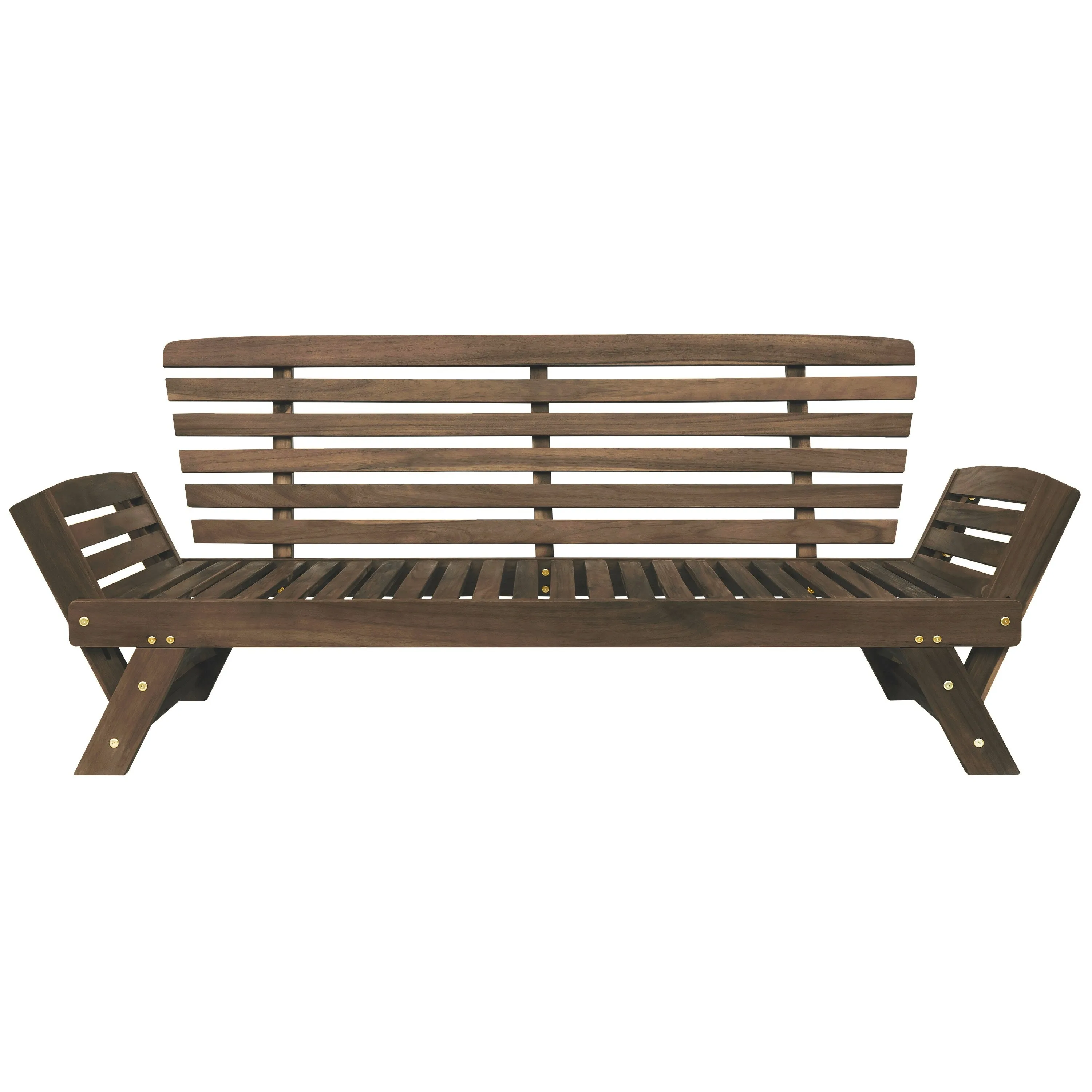 Patio Loveseat Sofa Wooden Daybed Chaise Lounge with Fold Arms