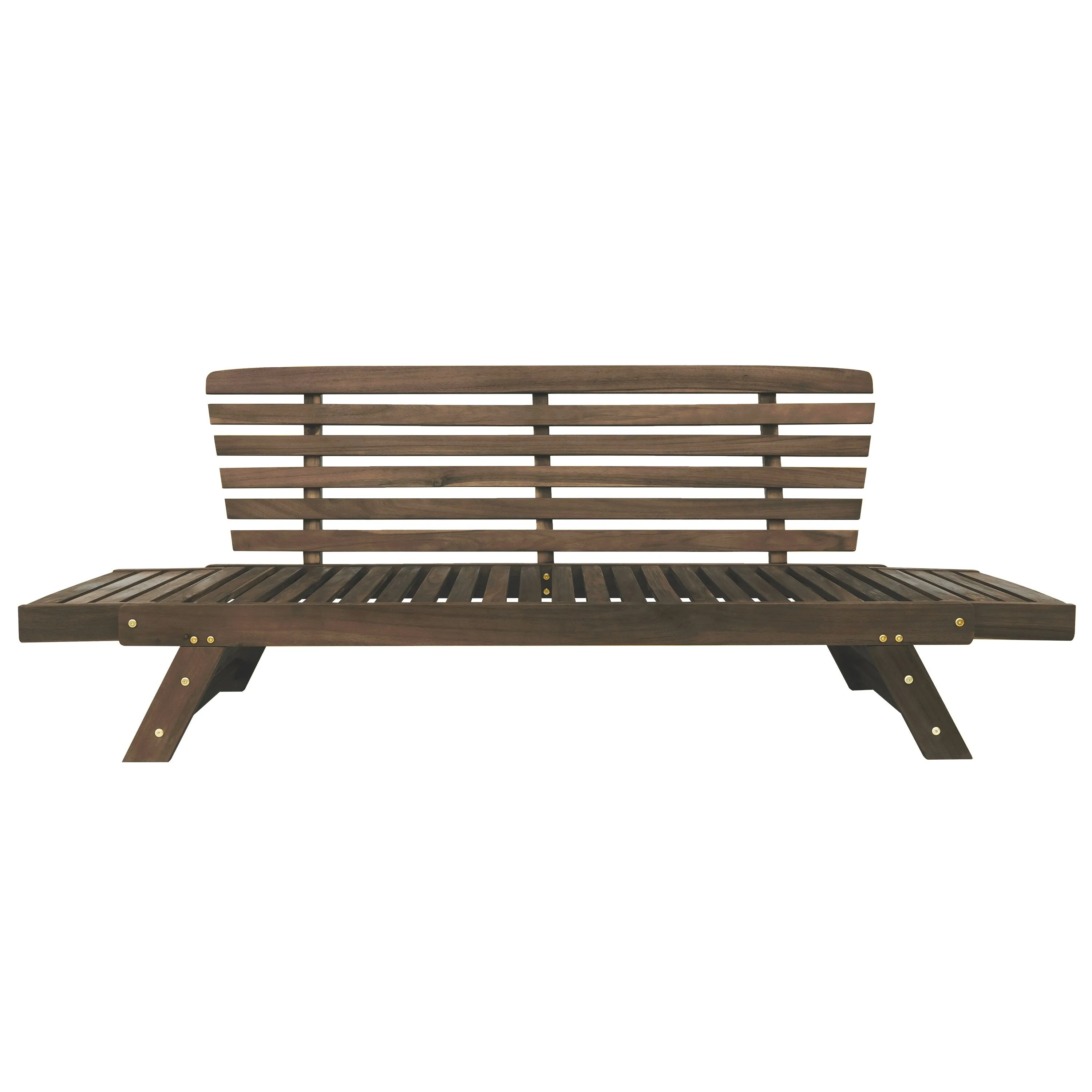 Patio Loveseat Sofa Wooden Daybed Chaise Lounge with Fold Arms