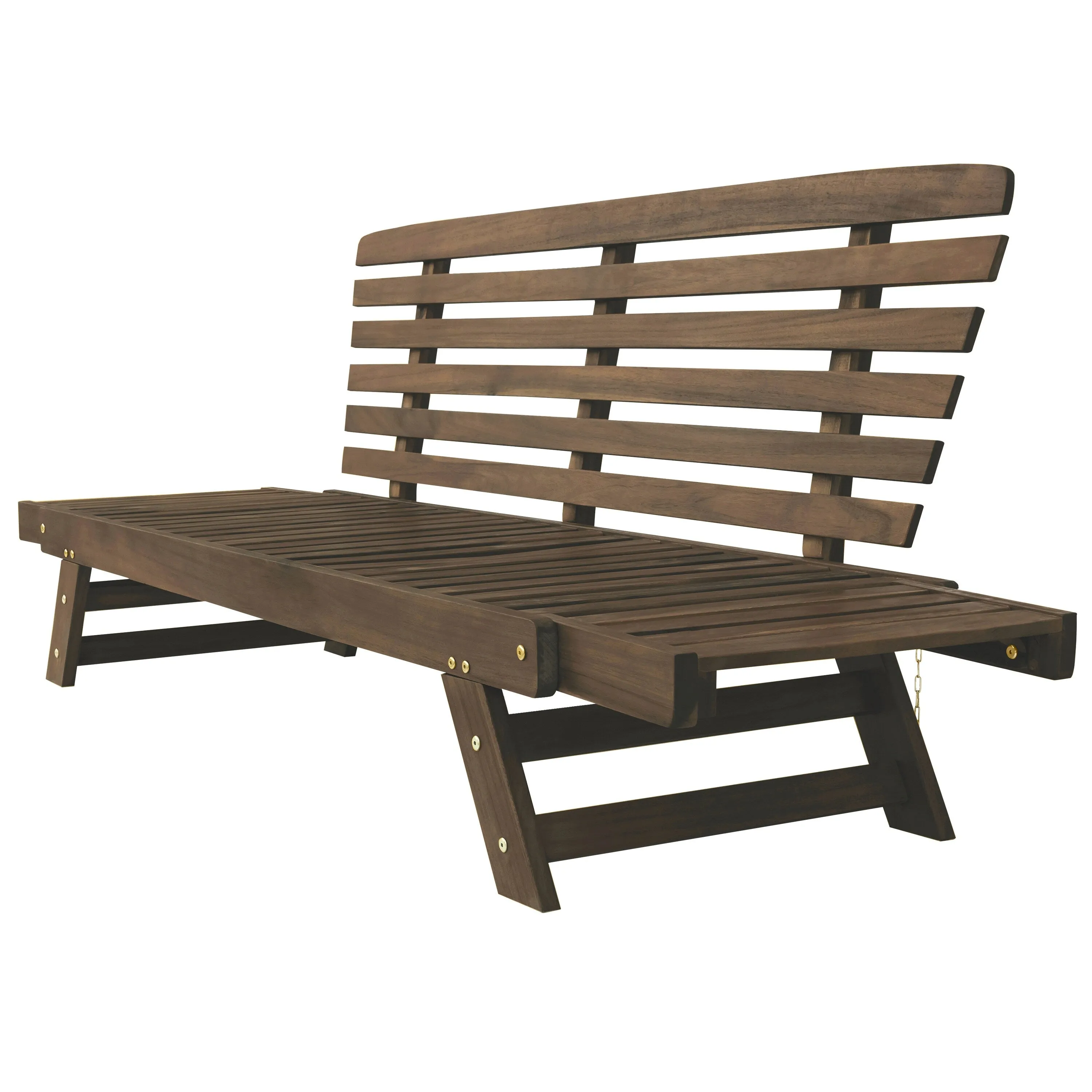 Patio Loveseat Sofa Wooden Daybed Chaise Lounge with Fold Arms
