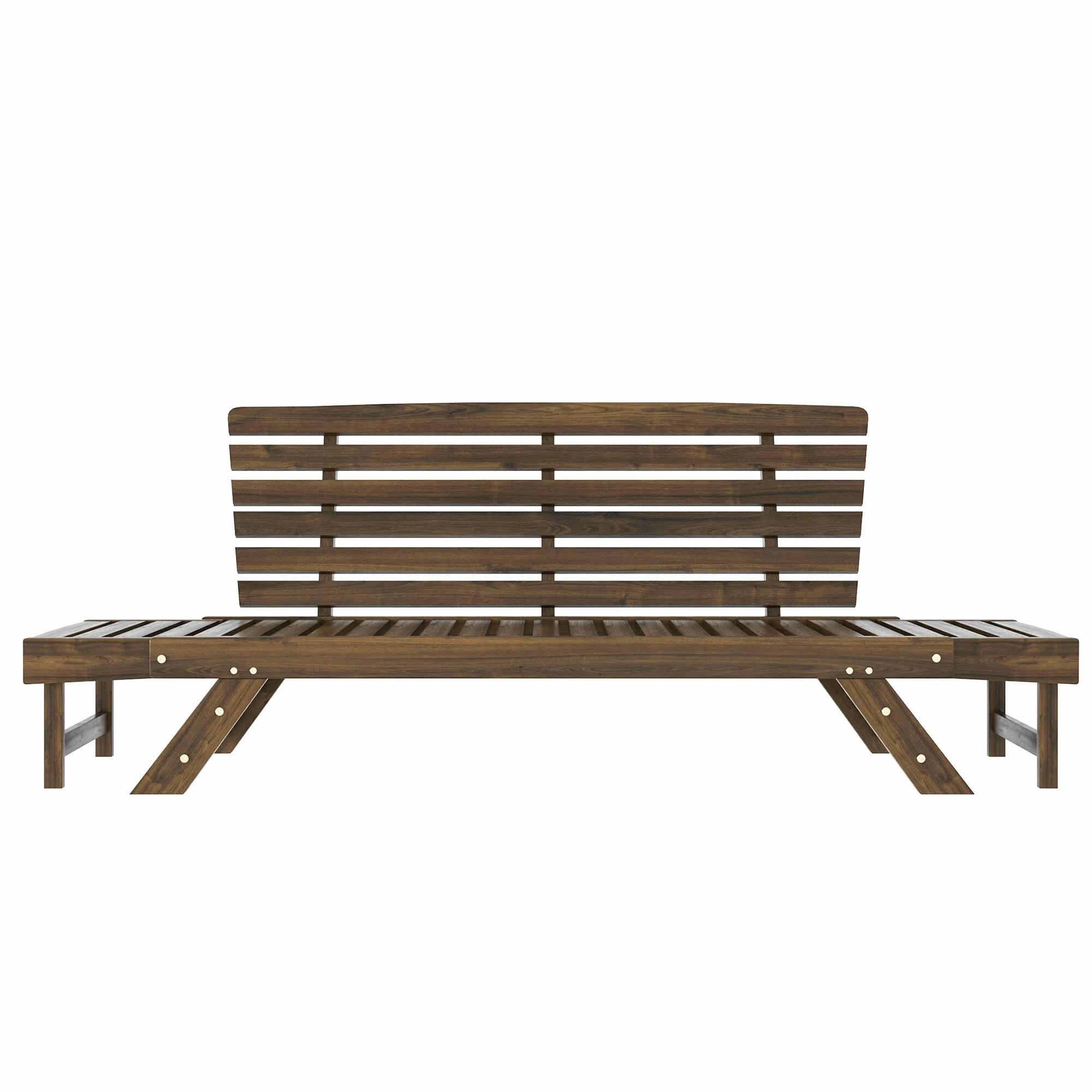 Patio Loveseat Sofa Wooden Daybed Chaise Lounge with Fold Arms