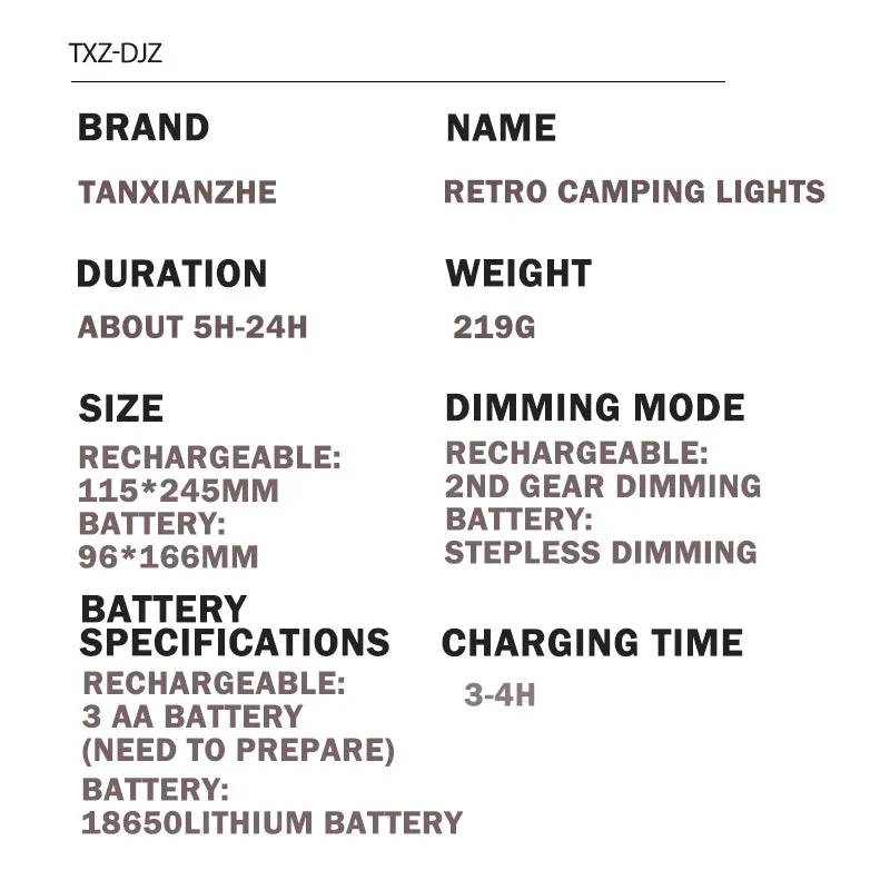 Petite Retro Camping Lantern - Type-C Charging, Waterproof Tent Lamp