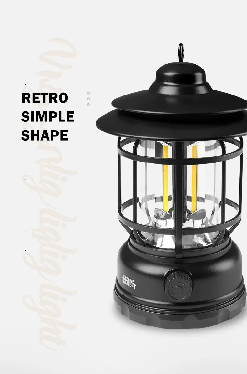 Petite Retro Camping Lantern - Type-C Charging, Waterproof Tent Lamp
