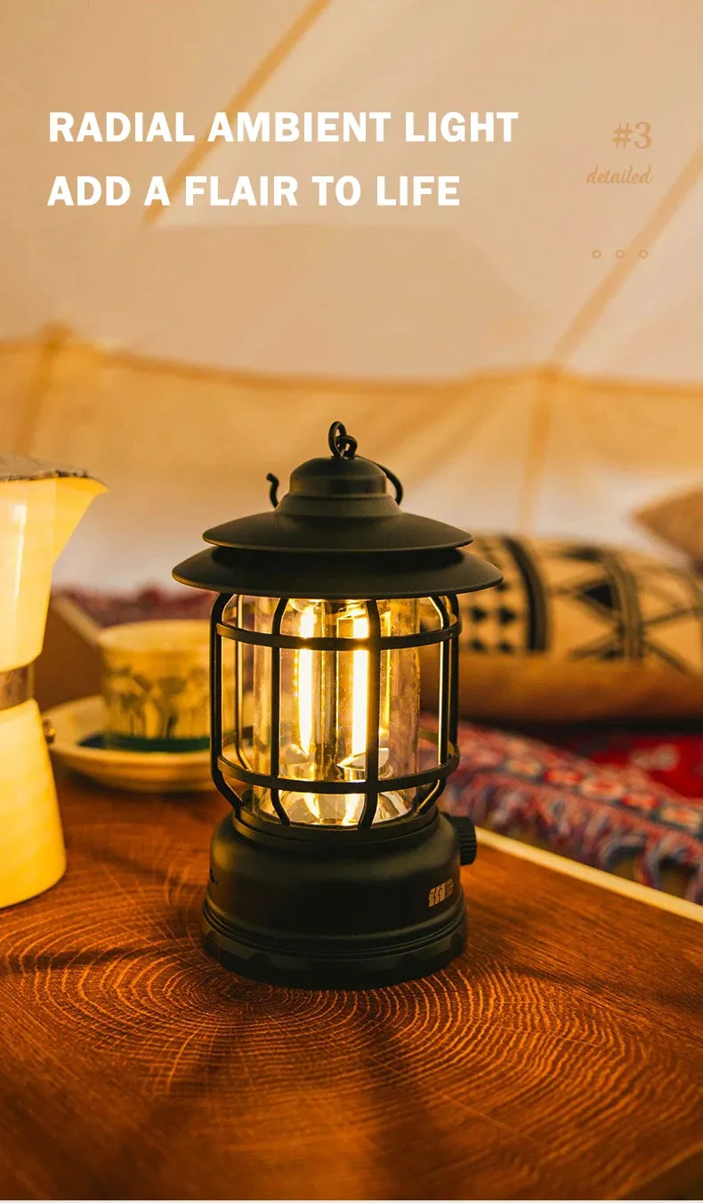 Petite Retro Camping Lantern - Type-C Charging, Waterproof Tent Lamp