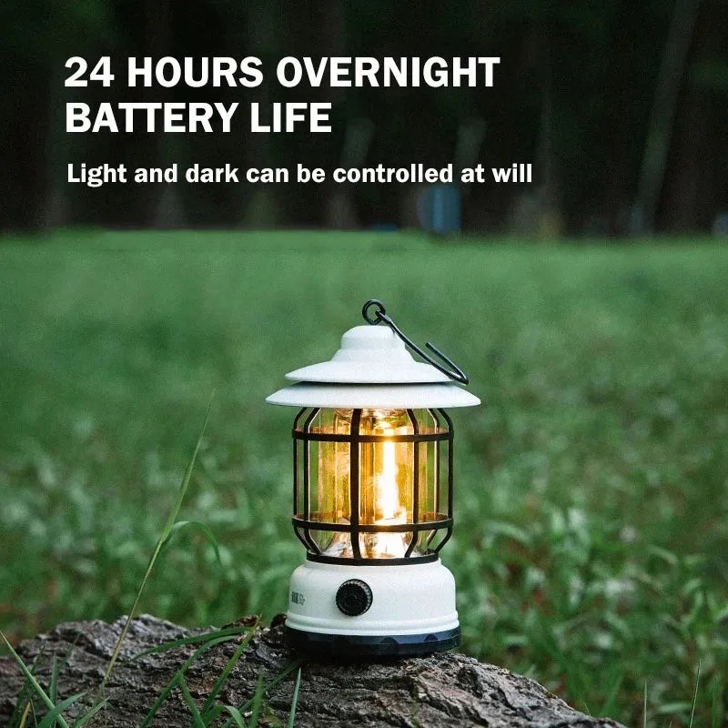 Petite Retro Camping Lantern - Type-C Charging, Waterproof Tent Lamp