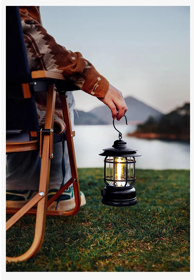 Petite Retro Camping Lantern - Type-C Charging, Waterproof Tent Lamp