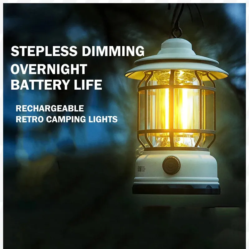 Petite Retro Camping Lantern - Type-C Charging, Waterproof Tent Lamp