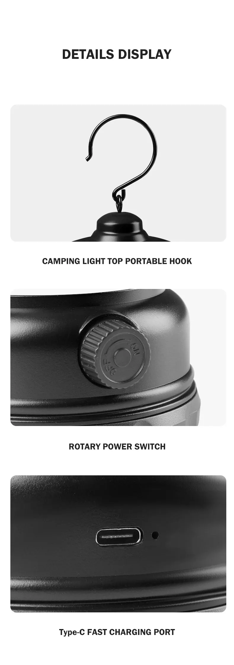 Petite Retro Camping Lantern - Type-C Charging, Waterproof Tent Lamp