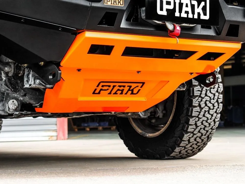 PIAK Elite Non Loop Bull Bar Black Recovery Points Orange Bash Plate for Toyota Fortuner 2015 to 2018