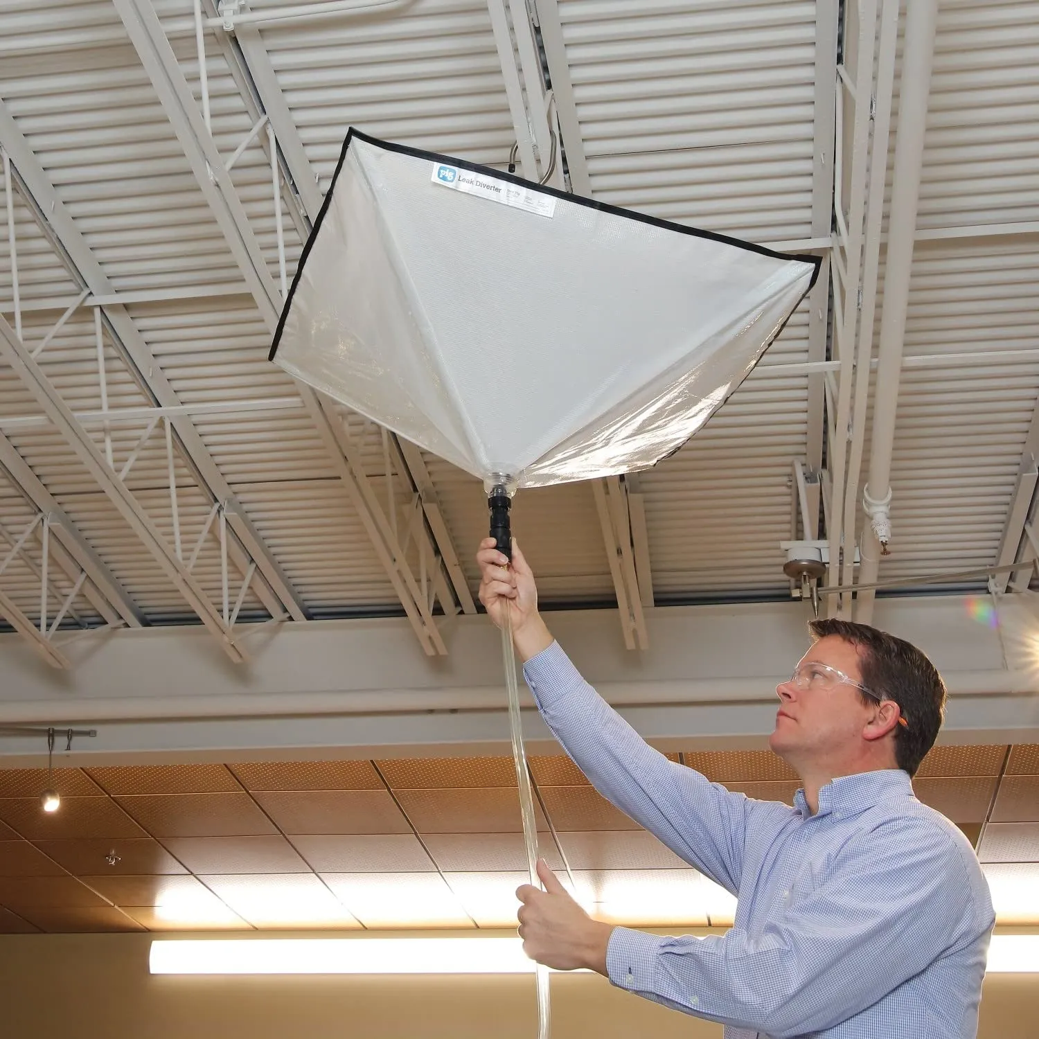 PIG Roof Leak Diverter Tarp Kit - Umbrella-Style Leak Diverter - 30" x 30" - Translucent - TLS461-TR