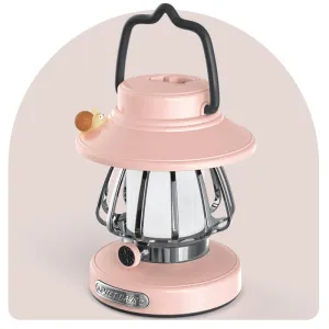 Pink Retro Snail Night Light - Portable Rechargeable Camping Lantern with Hook, 3-Color Dimming