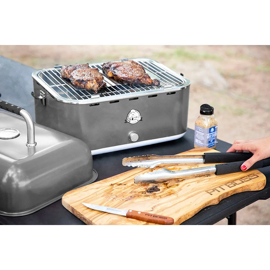 Pit Boss Pit Stop, Portable Charcoal Grill w/ Cover and Bag - Grey