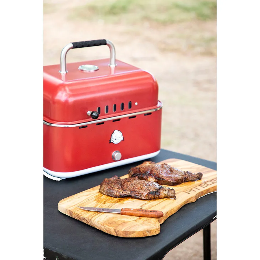 Pit Boss Pit Stop, Portable Charcoal Grill w/ Cover and Bag - Red