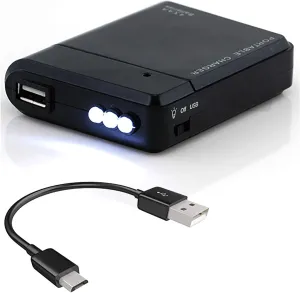Portable AA Battery Travel Charger for Vertu Ascent Ferrari GT and Emergency Re-Charger with LED Light! (Takes 4 AA Batteries) [Black]