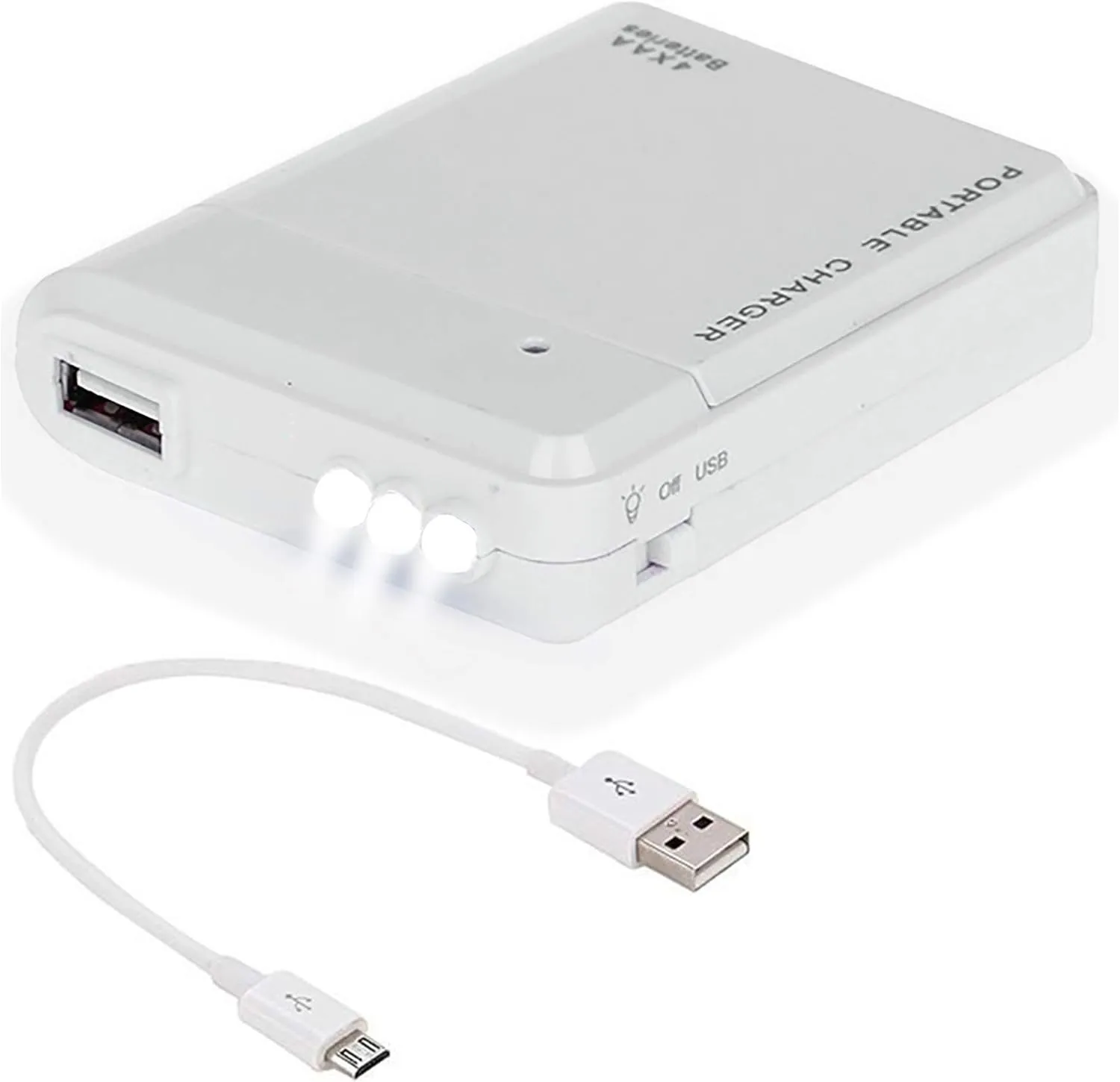 Portable AA Battery Travel Charger for Vertu Signature Touch (2015) and Emergency Re-Charger with LED Light! (Takes 4 AA Batteries) [White]
