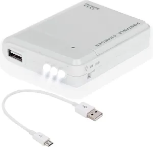 Portable AA Battery Travel Charger for Vertu Signature Touch (2015) and Emergency Re-Charger with LED Light! (Takes 4 AA Batteries) [White]