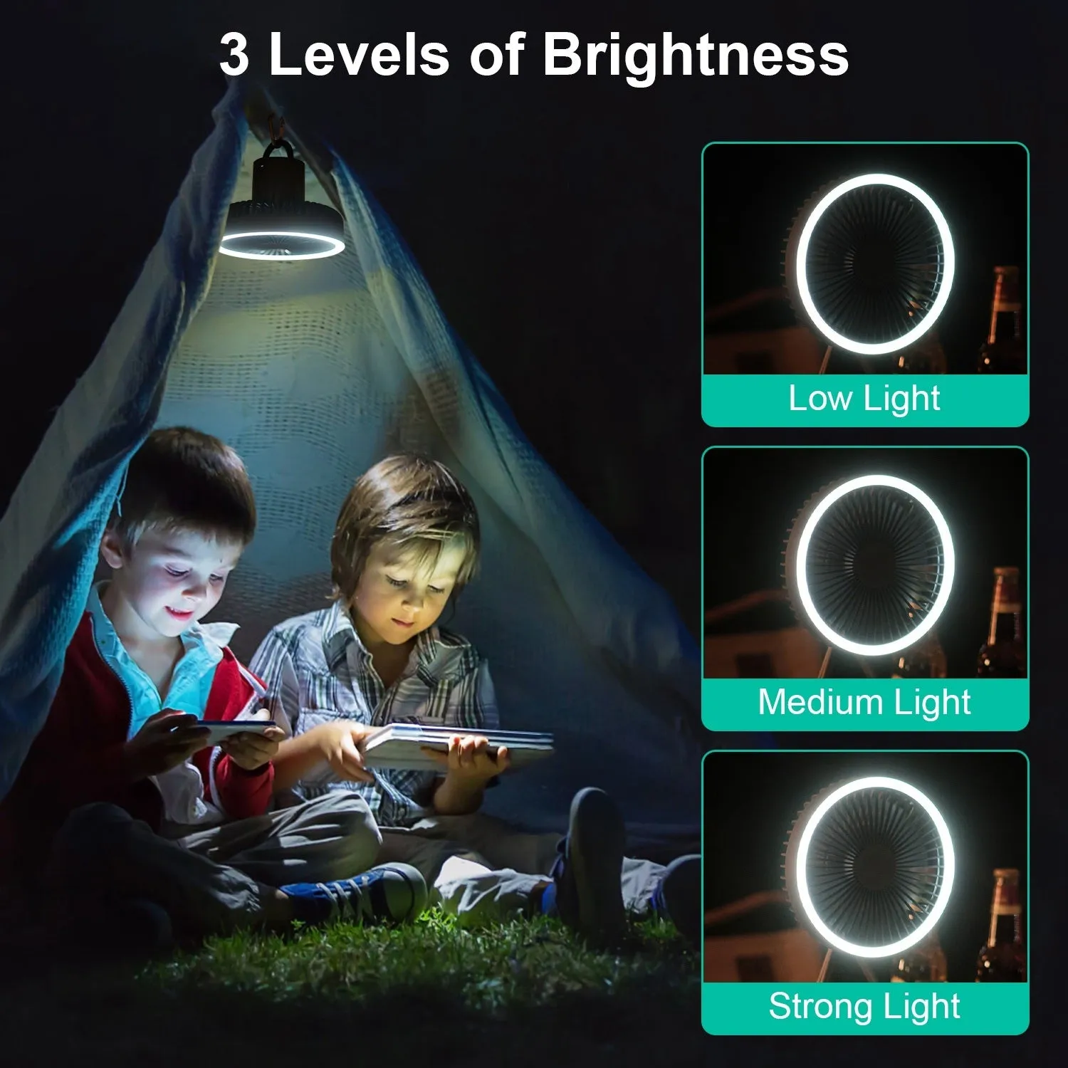 Portable Camping Fan with Lantern 10000mAh Rechargeable Battery