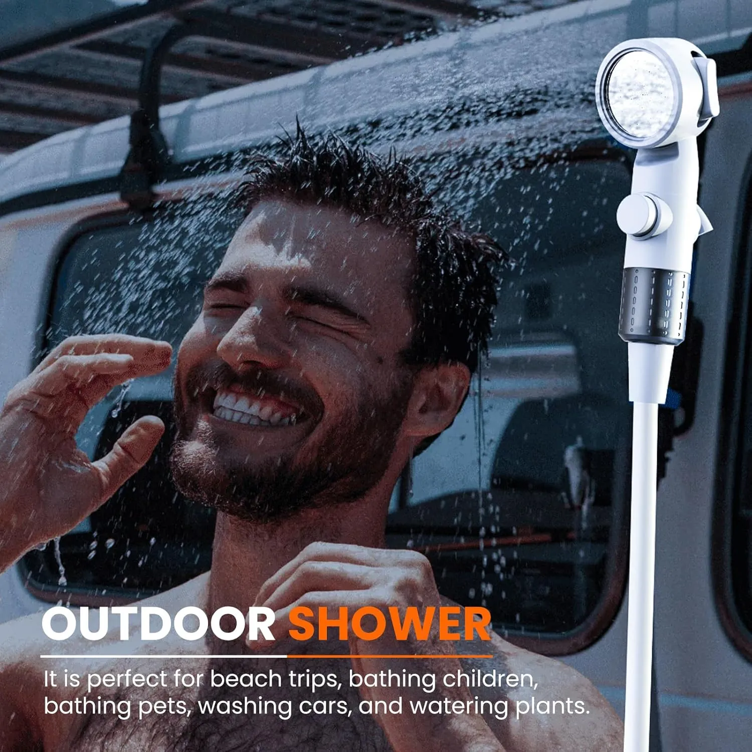 Portable Camping Shower Outdoor Camp Shower Pump,Upgrade Rechargeable Electric Shower Pump with Intelligent Digital Display Multiple Spray Modes for Camping, Hiking, Traveling,RV