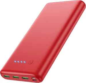 Portable Charger 36800mAh,4 Outputs Power Bank, Dual Input 5V/3A External Battery Pack,USB-C in&out High-Speed Charging Backup Charger Compatible with iPhone 16/15/14,Samsung S23 Android Phone etc-Red