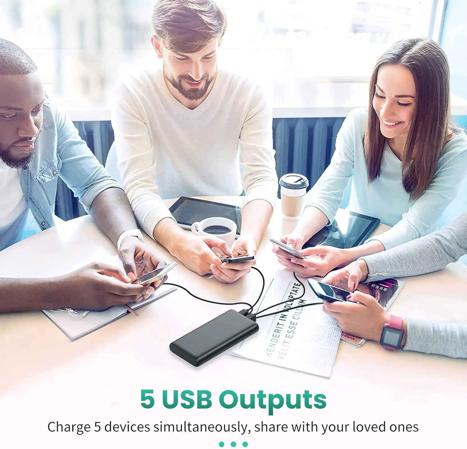 Portable Charger 38800mAh,LCD Display Power Bank,5 USB Outputs Battery Pack Backup, USB-C in&out Dual Input Phone Charging Compatible with iPhone 16/15/14/13 Pro/12,Android Samsung Galaxy Pixel Nexus