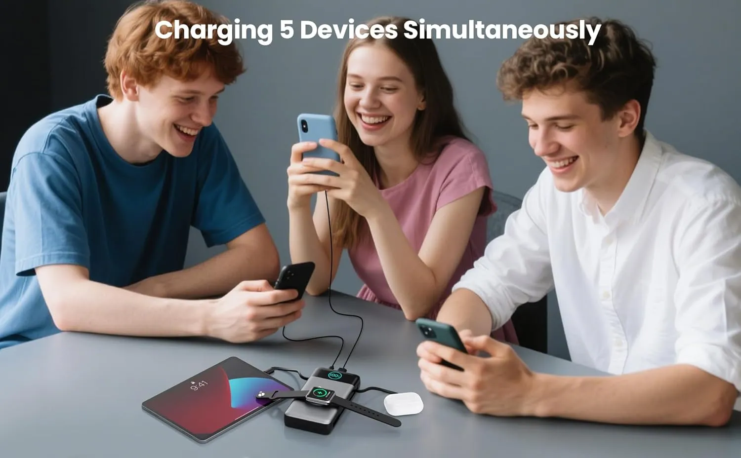 Portable Charger 40800mAh Power Bank with Built-in Cables,Wall Plug and iWatch Charger,6-IN-1 QC4.0 25W PD USB C Fast Phone Charging,LCD Display Battery Pack for iPhone 16/15/14,Apple Watch,Galaxy etc