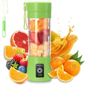 Portable Electric USB Juicer Blender Cup, Mini Blender for Shakes and Smoothies, Juice - 380ml, Six Blades, Green