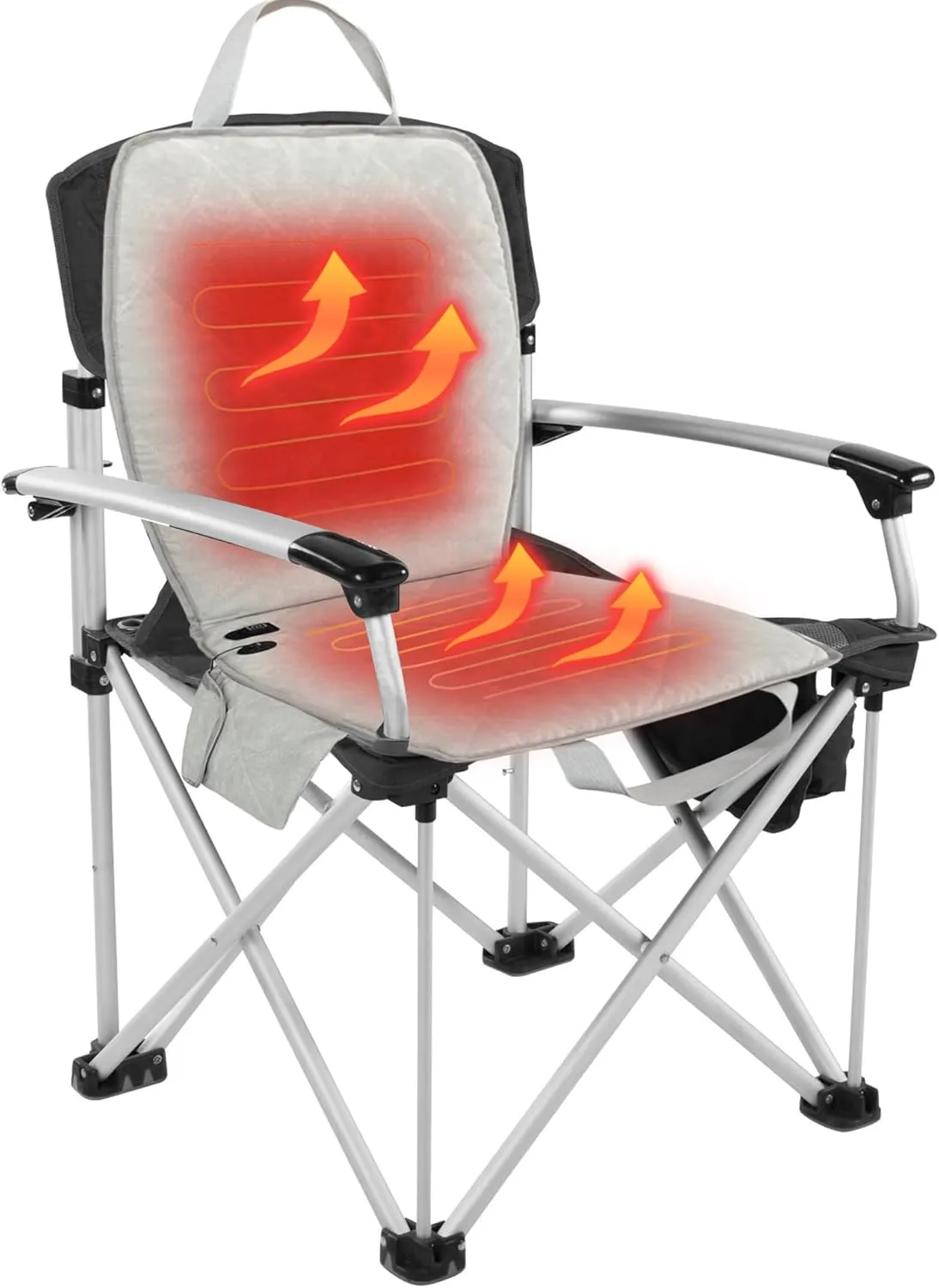 Portable Heated Seat Cushion(No Power Bank) Heated Camping Chair Pad,Foldable Heated Stadium Seat for Bleachers,USB Powered Heated Seats Great for Sports, Fishing, Concerts Grey