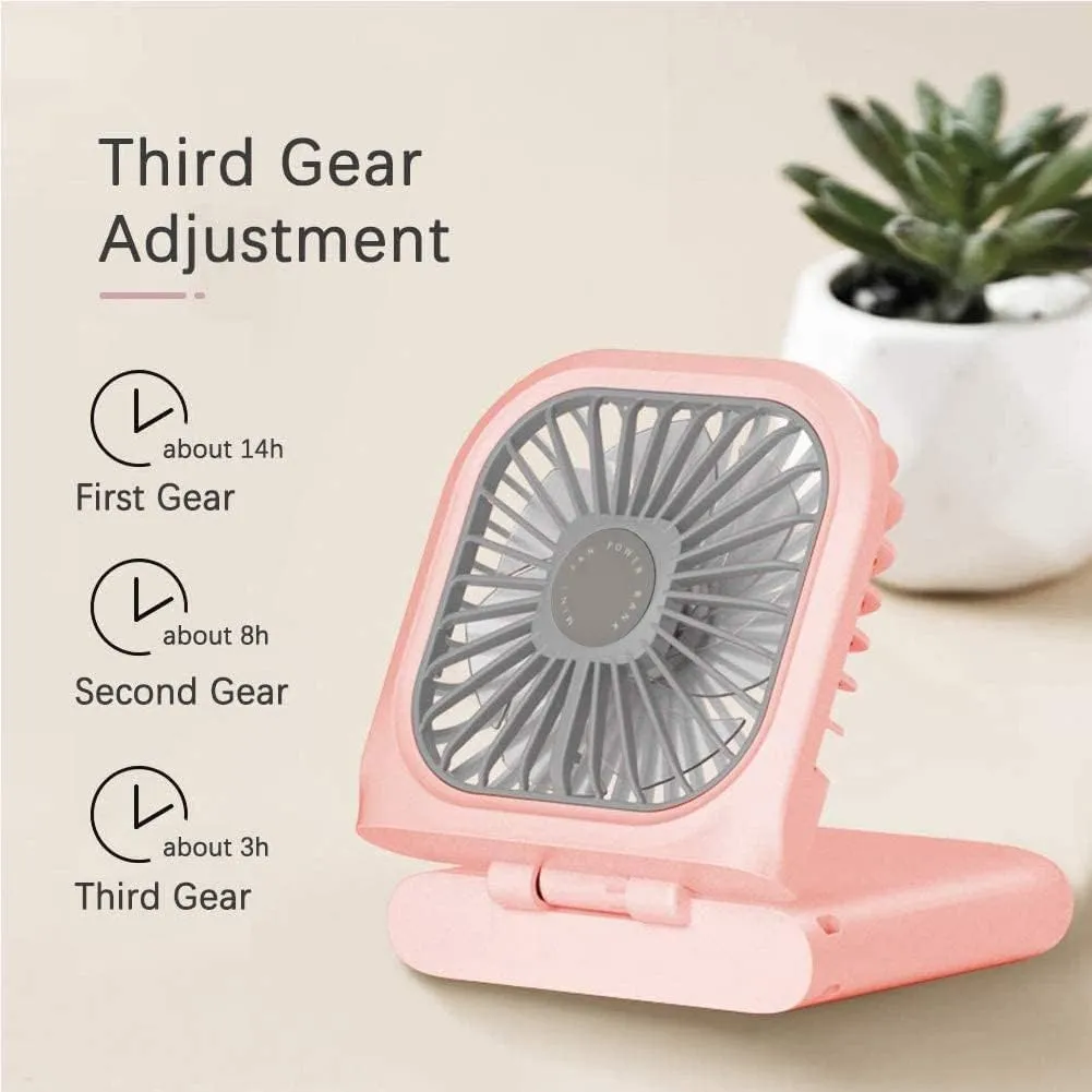 Portable Neck Fan Mini Quiet Handheld Personal Foldable USB Rechargeable Fan Operated for Home Office Outdoor Travel, 3000mAh Power Bank Hands Free Necklace Fans (Green)