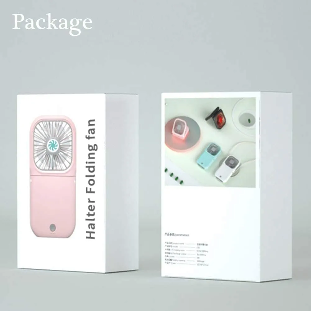 Portable Neck Fan Mini Quiet Handheld Personal Foldable USB Rechargeable Fan Operated for Home Office Outdoor Travel, 3000mAh Power Bank Hands Free Necklace Fans (Green)