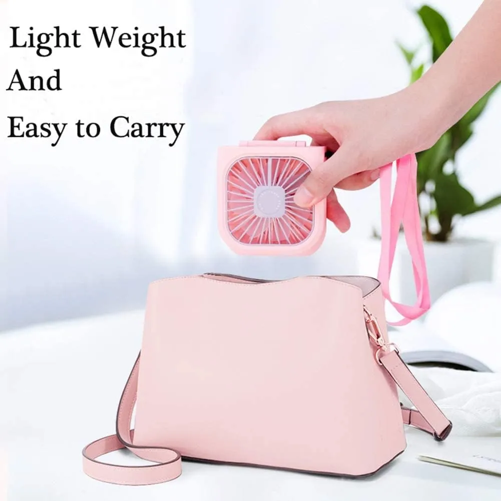 Portable Neck Fan Mini Quiet Handheld Personal Foldable USB Rechargeable Fan Operated for Home Office Outdoor Travel, 3000mAh Power Bank Hands Free Necklace Fans (Green)