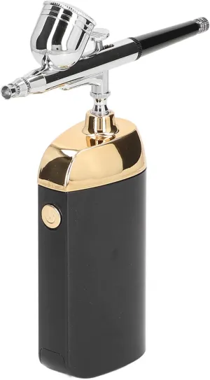 Portable Oxygen Facial Airbrush with Fine Atomization, Cordless Design, USB Charging, Multifunctional for Beauty, Art, Cake Decoration, Makeup, Manicure (Black)
