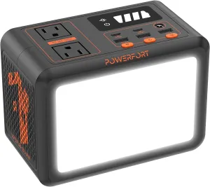 Portable Power Station 150W Small Solar Generator Power Bank with LiFePo4 Battery 99Wh, PD18W, USB QC3.0, 2 110V AC Outlet, Outdoor LED for CPAP Home Camping Emergency Backup (35W Charging/AC150W)