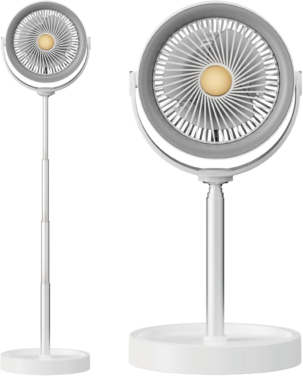 Portable Rechargeable Standing Fan 7.1" , USB Desk Fan & Portable Pedestal Fan For Travel, Small Floor Stand Up Fan For Sleeping, Height Adjustable, 3 Speed, For Home Bedroom Camping Traveling (White)