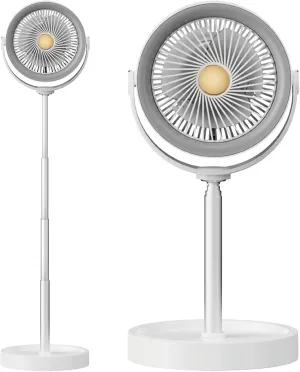 Portable Rechargeable Standing Fan 7.1" , USB Desk Fan & Portable Pedestal Fan For Travel, Small Floor Stand Up Fan For Sleeping, Height Adjustable, 3 Speed, For Home Bedroom Camping Traveling (White)