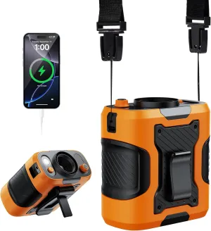 Portable Waist Fan with Light, 100 Speeds Powerful 13500RPM, Hands-Free Neck Fan with up to 24H Cooling, Rechargeable Personal Wearable Belt Body Shirt Fan for Camping Outdoor Jobsite, Orange