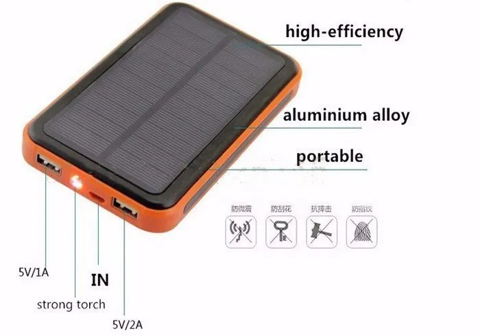 Portable Waterproof Solar Charger Dual USB | 20000mAh External Battery