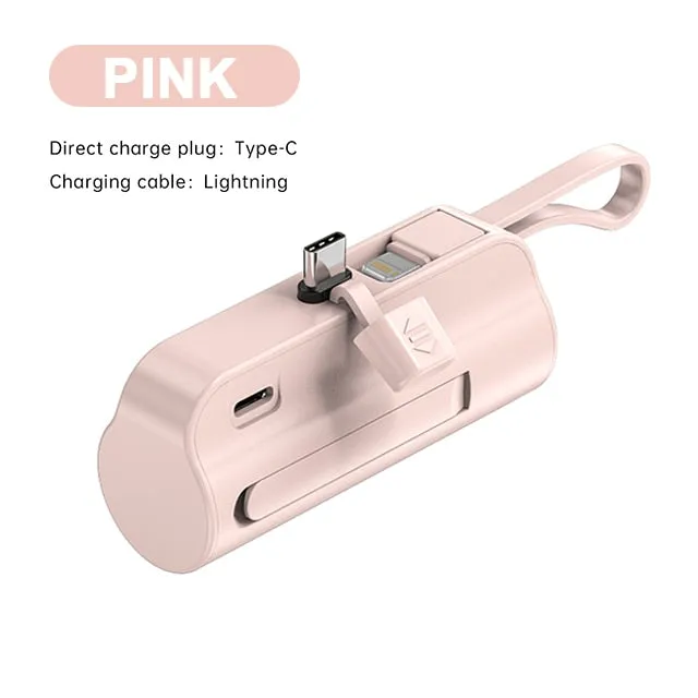 Power Bank 5000mAh Built in Cable Mini PowerBank External Battery Portable Charger For iPhone Samsung Xiaomi Spare Power Banks