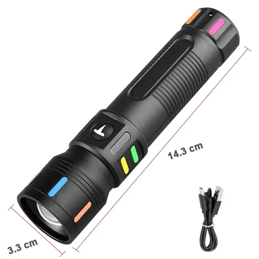 Powerful LED Flashlight Rechargeable Portable Torch White Laser Outdoor Light