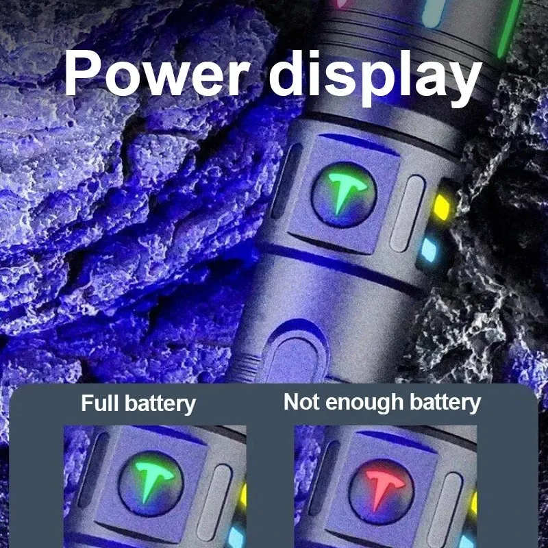 Powerful LED Flashlight Rechargeable Portable Torch White Laser Outdoor Light