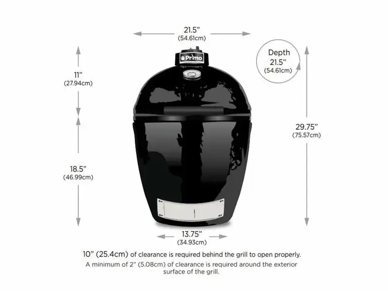 Primo All-In-One Round Ceramic Kamado Grill With Cradle, Side Shelves, And Stainless Steel Grates - PGCRC